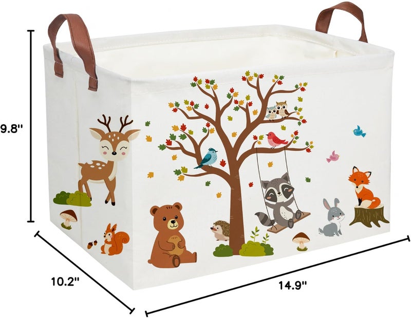 Essme Rectangular Kids Baskets Boys Basket,Animal Storage Bins with Handles for Kids Room Decor, Book Storage Bin(Autumn animals) - Image 5